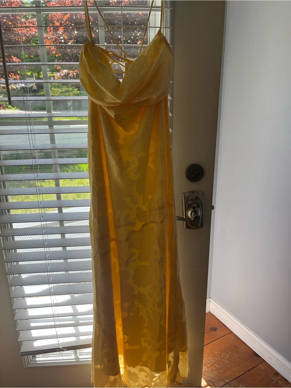 Hello Molly Lemon Satin Cowl Neck Slip Dress